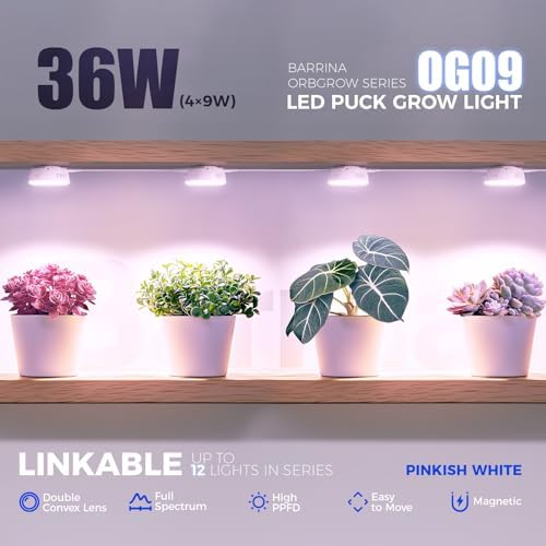 Barrina OG09 Puck Grow Light, 36W(4 x 9W), Pinkish White, Timer, 4 Packs - Image 3