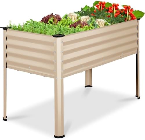 Best Choice Products 48x24x30in Galvanized Raised Garden Bed, Metal Elevated Planter Box, Vegetable Garden for Backyard, Patio, Balcony - Beige by BestChoiceProducts