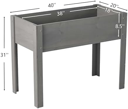 Planter Raised Garden Bed with Legs, Elevated Garden Beds Outdoor, Raised Flower Beds Outdoor, Elevated Planter Box, Vegetable Garden Bed (Grey, 40 * 20 * 31) - Image 2