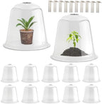13 Inch Humidity Domes Garden Cloches for Plant Protection, Plant Covers Freeze Protection, Protectors from Animals, Garden Clear Plant Cover with Ventilation Holes 10 Pack by RooTrimmer