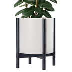 D'vine Dev Plastic Pot with Ebony Wood Stand, Oatmeal, 14 in, 55-C-T-4 by DvineDevPlanterPotsandStand