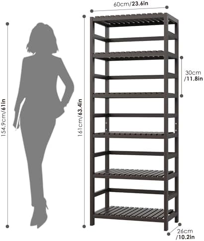 FOTOSOK 6-Tier Bamboo Shelf with Adjustable Shelves, Bamboo Kitchen Cabinet - Image 3