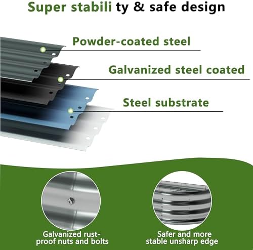 Foxlang 8x4x1ft(2 Pack) Galvanized Oval Raised Garden Bed - Image 3