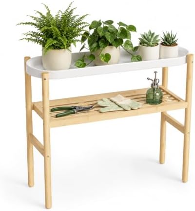 APRTAT 2-Tier Tall Bamboo Plant Stand for Multiple Indoor Plants by HEALTHYYOU