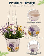 Stoneware Hanging Planters Set of 2, Large 7" + Small 5" - Image 3