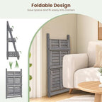 GIANTEX Foldable Wooden Plant Stand, 3-Tier Ladder Plant Shelf, Grey - Image 4