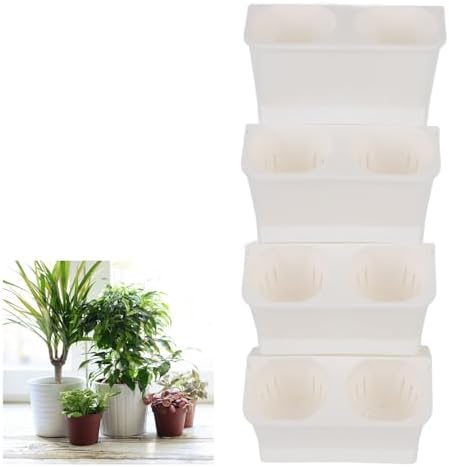 Dan&Dre Vertical Garden Planter Wall Planter Box for Indoor Outdoor Hanging with 22.4x9.4in Large Pockets Rust PP Living Wall Decor for Balcony Yard Home Garden (White) - Image 2