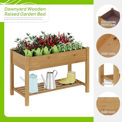 48x24x30.7in Wood Raised Garden Bed with Legs Elevated Planter Box Gardening Outdoor Planter Box Patio Kit Planting Bed for Vegetables Flowers Herbs Outdoor for Patio Balcony Backyard (Brown, Medium) - Image 6