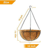 Hanging Plant Basket Flower Holder (2pack, 16 inch)-Metal Wire Round Hanging Basket Planter with Coco Fiber Liners for Plants Flower Pots Outdoor Garden Porch and Balcony Decor - Image 7