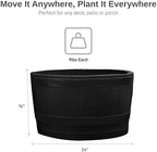RTS Home Accents Polyethylene Whiskey Barrel Planter for Indoor or Outdoor Gardening, Black (2 Pack) - Image 5