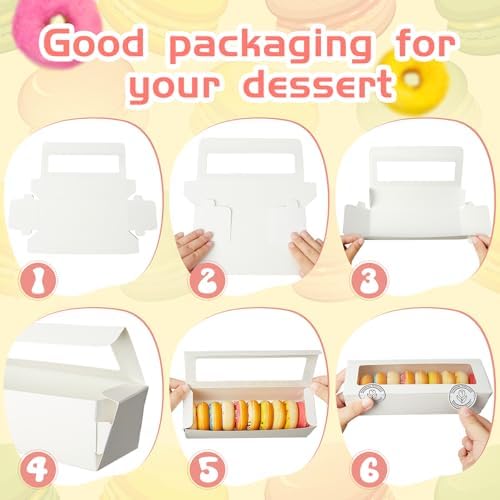 Sherr 150 Pcs White Macaron Boxes with Window, 7.7x2.6x2 Inch - Image 3