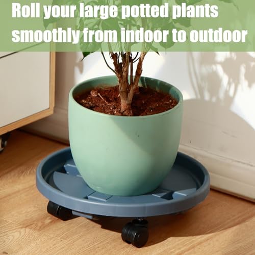 10 Packs Large Plant Caddy with Wheels 13" Rolling Plant Stands Heavy-duty Plastic Plant Roller Base Pot Movers Plant Saucer on Wheels Indoor Outdoor Plant Dolly with Casters Planter Tray Grey - Image 6