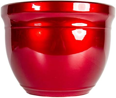 Gardener Select (MPR15-308) Large Round Planter - Modern Indoor & Outdoor Decorative Flower Pot/Box (15 Inch, Metallic Red) by GardenerSelect