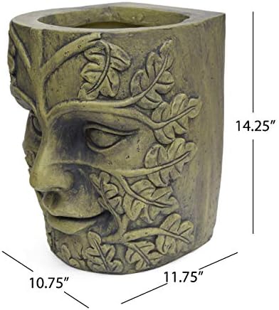 Christopher Knight Home Elliott Outdoor Mother Earth Urn, Antique Green Finish - Image 5
