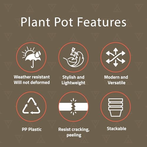 Planter Pots with Drainage Holes - Lightweight, Durable, and Space-Saving Pots for Indoor and Outdoor - Versatile Functionality, Simple Modern Design, Set of 20 Plastic Planter Pots - Terracotta - Image 5