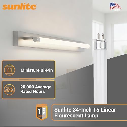 Sunlite 30425 F39T5/841/HO 34-Inch T5 Linear Fluorescent Lamp, 39 Watts, 3100 Lumens, 4100K Cool White, Miniature G5 Bi-Pin Base, ROHS Compliant, High Performance Straight Tube, 40 Pack - Image 2