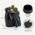 Penis Planter, Funny Plant Pots for Indoor Plants, Resin Male Body Planter Pot, Unique Succulent Pots & Cactus Pot with Drainage Hole, Naughty Gag Gift Penis Decor for Desk Bathroom，Black：Large - Image 2