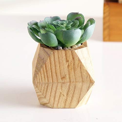 Flora Bunda Artificial Plants Cactus Set of 3 Mid Century Artificial Succulent in Wood Pot 3.5" Planter - Image 3