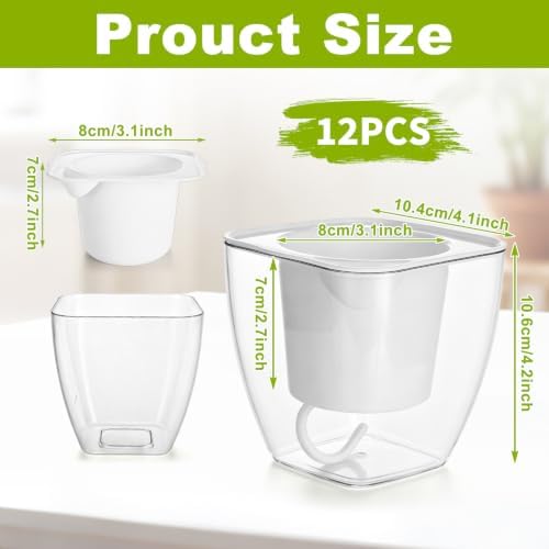 Clear Self Watering Planters, 12 Pack, 4.2 in Square - Image 2