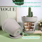 vensovo 5 Inch Grey Terracotta & Clay Pots with Saucer, 6 Pack - Image 4