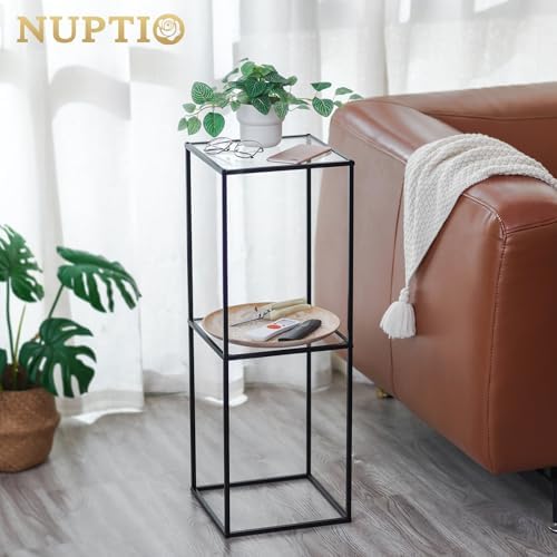 NUPTIO Pedestal Stand Centerpiece, 31.5", Black, 2 Tiers Panel, 2 Pcs - Image 2