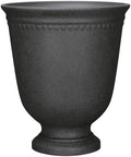 16" Recycled Resin Urn Planter, Weatherproof Drainage Holes, Outdoor Black by Unknown