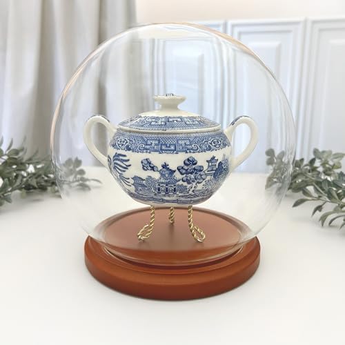 Plymor 7.5" x 8.5" Glass Display Dome Globe Cloche (Walnut MDF Base) - Image 4