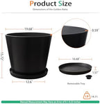 Heyzier Wide Planters for Outdoor Plants, Extra Large Indoor Flower Pots for Garden, Front Porch, Patio - Round Resin Planter Set of 2 (Black, 20" D x 16" H) - Image 2