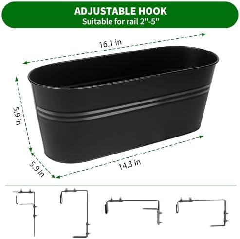 Railing Planter Box 16 Inch with Adjustable Brackets (4PCS) - Image 2