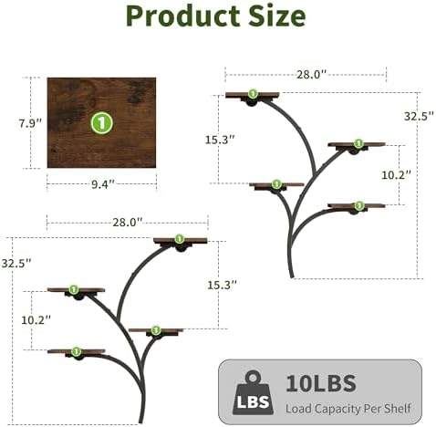 2 Pack Wall Mounted Plant Holder, 8-Tier Wall Planters for Indoor Plants - Image 2