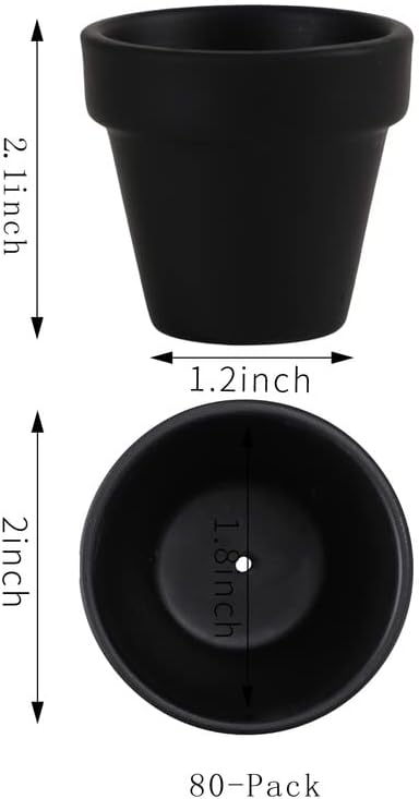 Yishang 2 inch Black Small Terracotta Pots with Drainage Holes,Mini Clay Ceramic Pottery Planter,Cactus Flower Nursery Terra Cotta Pots, for Indoor/Outdoor Succulent Plants, Crafts(80 Pack) - Image 2