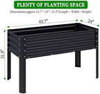Galvanized Raised Garden Bed with Legs, 43×24×32in Large Metal Elevated Raised Planter Box with Drainage Holes for Backyard, Patio, Balcony, 400lb Capacity,Black - Image 5