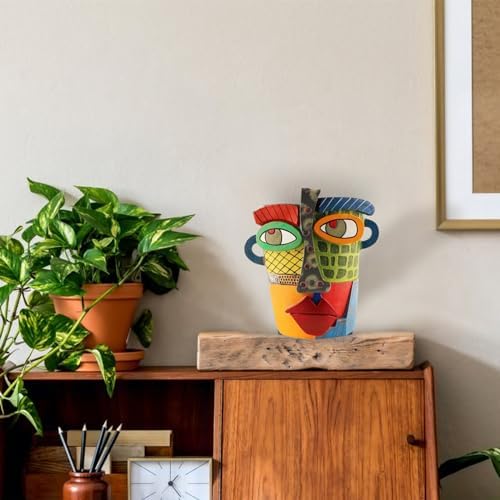 TOZLU Abstract Face Head Planter Picasso Colorful Art Resin Flower Pot - Image 6