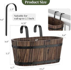 Railing Planters for Outdoor Plants Balcony Hanging Flower Pots with Detachable Hooks, Window Flower Box Hanging Bucket Pots Fence Planters for Garden Home Decor(Carbonized-2pack, Large) - Image 2