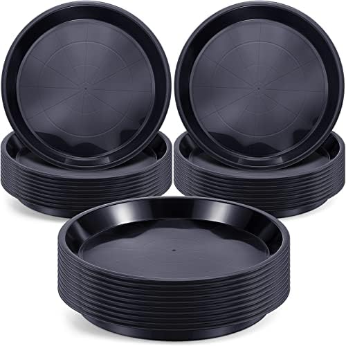 Sawysine 30 Pack Plastic Plant Saucer Round Drip Trays Black Flower Pot Saucers Thick Plant Dish Sturdy Water Tray Heavy Drainage Potted Container for Indoor Outdoor Garden (12 Inches) by Sawysine
