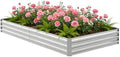8x4x1FT Galvanized Raised Garden Bed, Metal Planter, Silver,1 Pack by Tegarbed