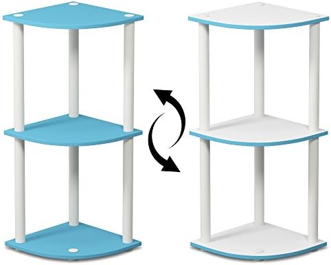 Furinno TURN-N-TUBE Corner Shelf, 3-Tier Corner Bookshelf, Display Storage Shelves with Open Shelves, for Organization and Storage, Living Room, Home Office, Garage, Light Blue - Image 3