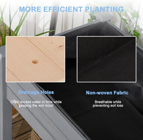 Outsunny Raised Garden Bed with Legs, Bed Liner 48" x 22" x 30", Dark Gray - Image 6