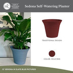The HC Companies Sedona Self-Watering Planter Pot, 9 Inch, Wild Red, 4-Pack - Image 2