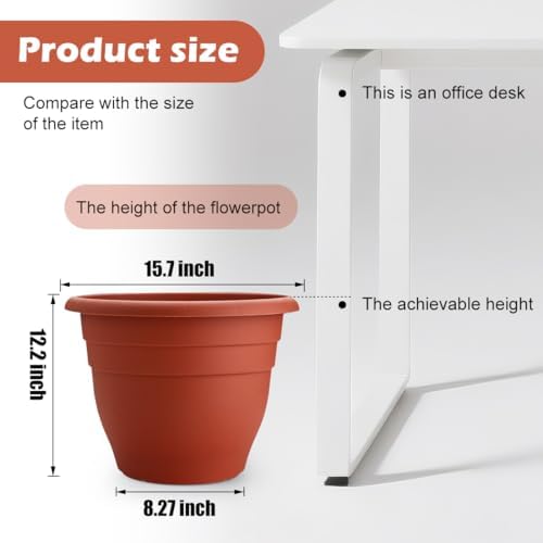 RooTrimmer 3-Pack 16 Inch Large Outdoor Plastic Plant Pots with Drainage Holes – Durable,Lightweight & Weather-Resistant Flower Planters for Patio,Garden,Balcony (Pottery Red) - Image 2