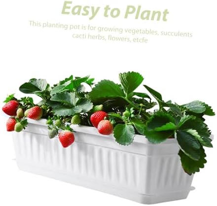DOITOOL 2pcs Rectangular Plastic with Saucers Versatile Pots for Indoor and Outdoor Use Ideal for Vegetables and Flowers for Windowsills Patios and Gardens - Image 6