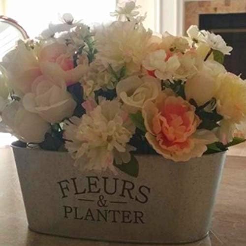 4 Pack - Oval Galvanized"Flowers & Garden" Metal Planter Pots - Perfect for Parties, Weddings & Decorations - Image 4