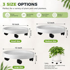 5 Pack 12 Inch Plant Caddy with Wheels Rolling Plant Stand with Casters Plant Dolly Coasters Heavy Duty Large Potted Plant Mover Roller Base for Indoor Outdoor, White - Image 2