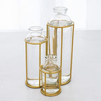 Flower Vases with 3 Bottle Crystal Clear Glass Flower Vase with Metal Stand Propagation Station Plant Display Holder Set for Home or Wedding Décor - Image 2