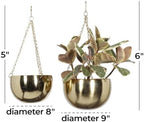 deco 79 Metal Wall Planter, Set of 2 Planter 5", 6" H, Gold - Image 6