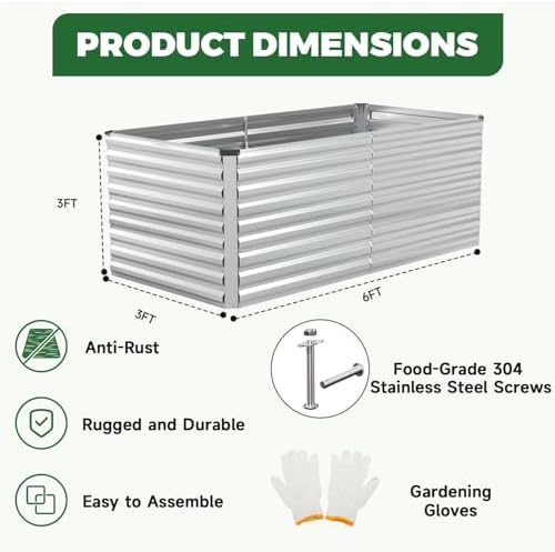 NAVINE 6x3x3ft Outdoor Metal Raised Garden Bed, Metal Planter Box, 2-Pack - Image 2