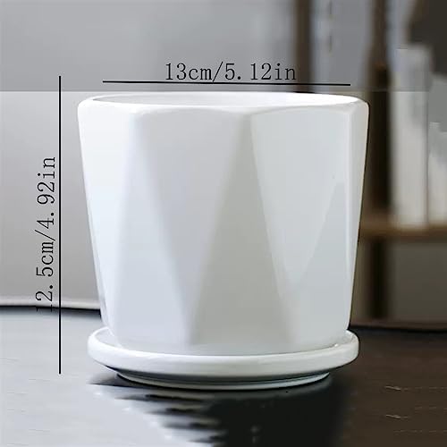 Plants Flower Pots Plant Pots Ceramic Pure White Simple Flower Pots Four-piece Set of Medium-Sized Planters with Tray Home Succulent Plants Green Plant Cultivation Gardening Pot - Image 2