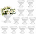 Yardwe 12 Pcs Small Plastic Urn Planter, Mini Roman Pot Pedestal Planters for Wedding Centerpieces, Vintage Decorative Flowerpot for Table Decor, White by YARDWE