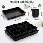 5 Pack Plastic Seed Starter Tray with 60pcs 3.5 inch Nursery Pots - Image 2