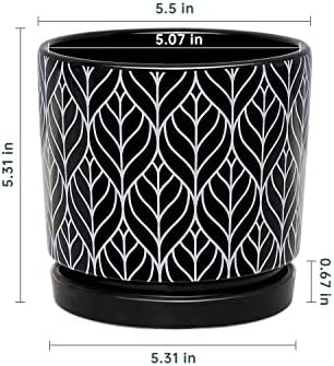 Flower Pots,5.5 Inch Black Ceramic Planters with Drainage Hole Set of 4 - Image 3